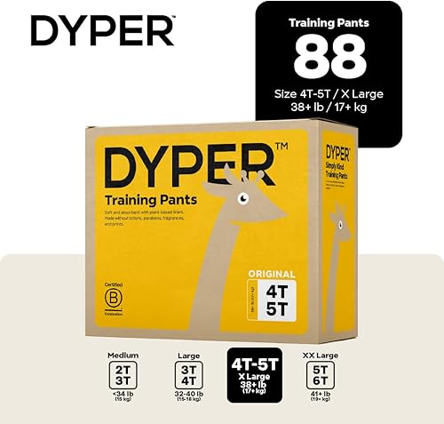 Miniatura 2 de DYPER Pantalones de entrenamiento para ir al baño para niñas y niños, ingredientes honestos, día y durante la noche, hechos con materiales a base de