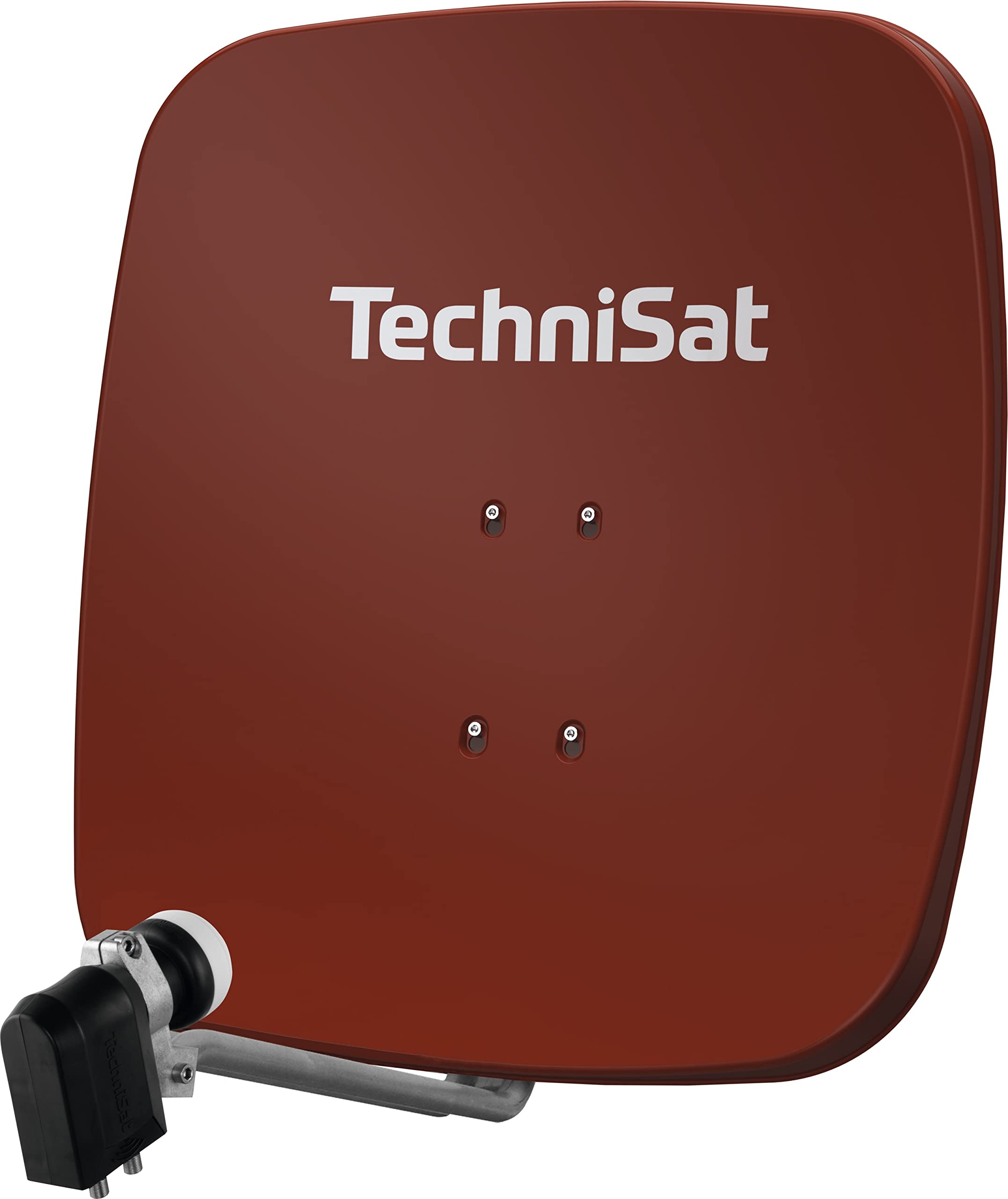 TechniSat SATMAN 65 PLUS - Parabola satellitare con LNB (sistema satellitare da 65 cm con attacco a palo e LNB universale quattro da 40 mm, necessario il multiswitch) rosso