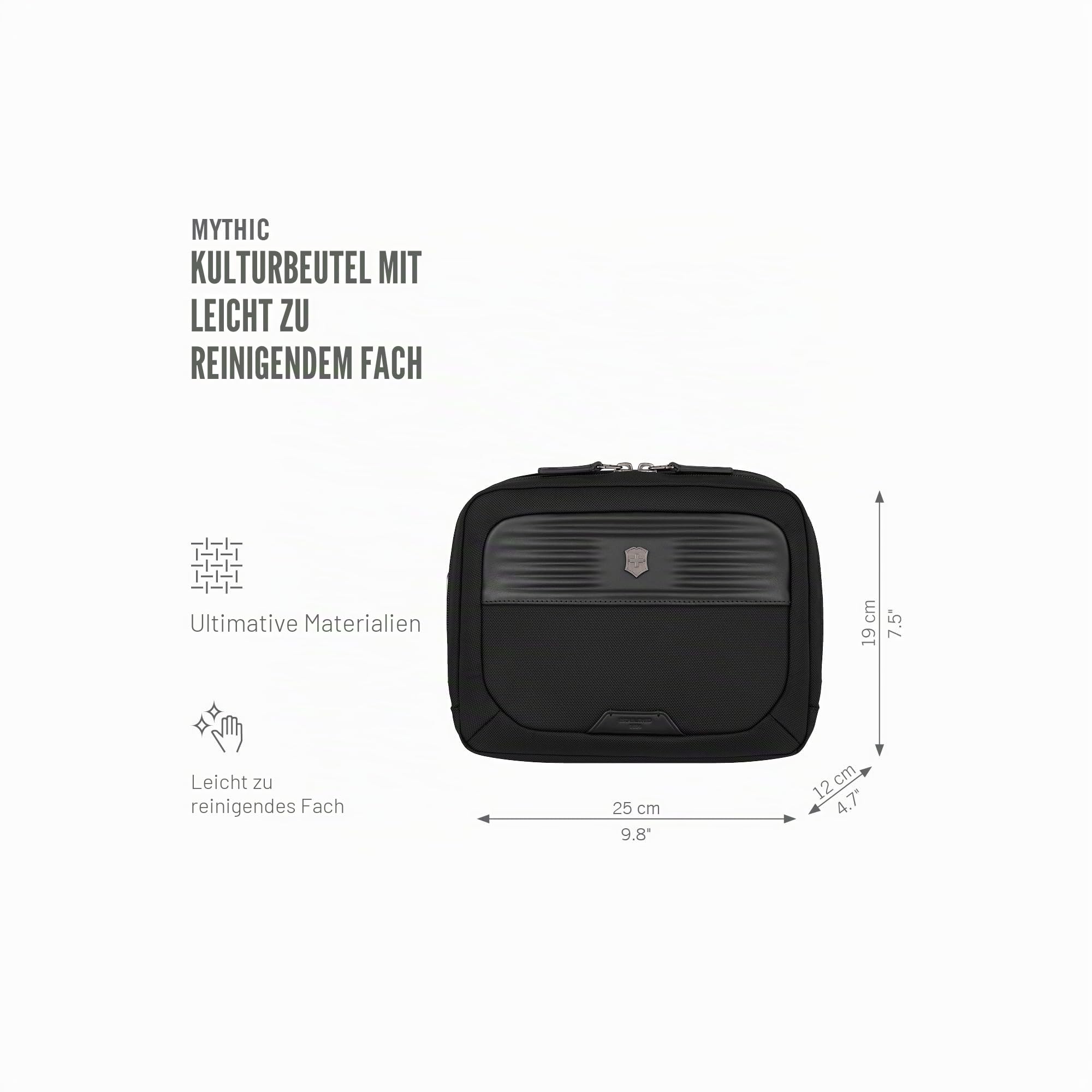 Victorinox Mythic Toiletry Bag, Kosmetiktasche, Kulturtasche mit Wasserdichtem Fach, Reise-Accessoire, Damen/Herren, Schwarz