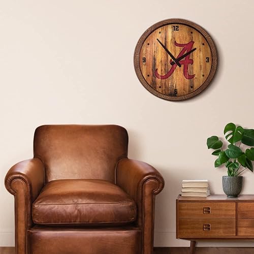 Miniatura 503 de The Fan-Brand NCAA Oklahoma Sooners: Faux Barrel Top Wall Clock Sports Team Bar Sign Décor - Home Man Cave, Party Decoration - Made On Demand