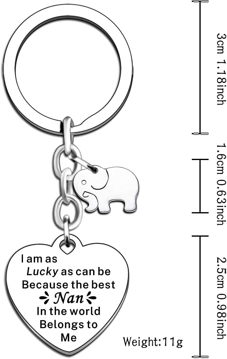 JMIMO Nan Keyring Nan Gifts from Granddaughter Grandson Grandchildren Auspicious Elephant Gifts for Nan Nanny Nana - Image 3