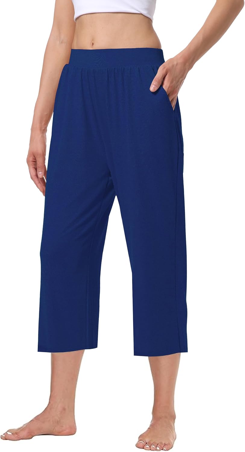 3 Pack Women's Capri Sweatpants, Cozy Wide Legs Cropped Capri with Pockets, Lounge Jogger Pants Workout Yoga Capris - Image 5