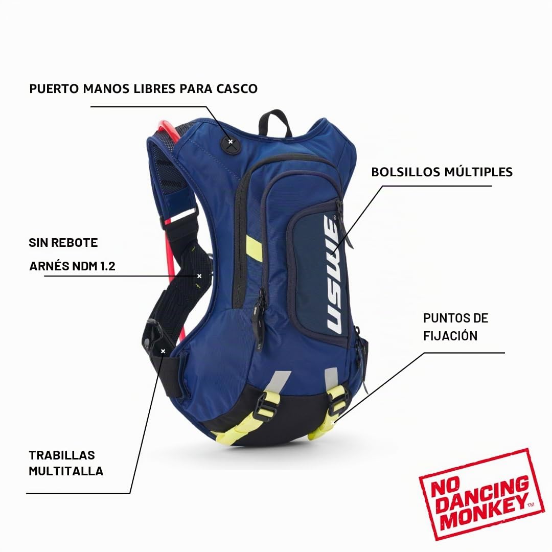 USWE Raw Mochila de hidratación con Bolsa de Agua de Gama Alta sin Rebote para Moto Enduro y Todo Terreno