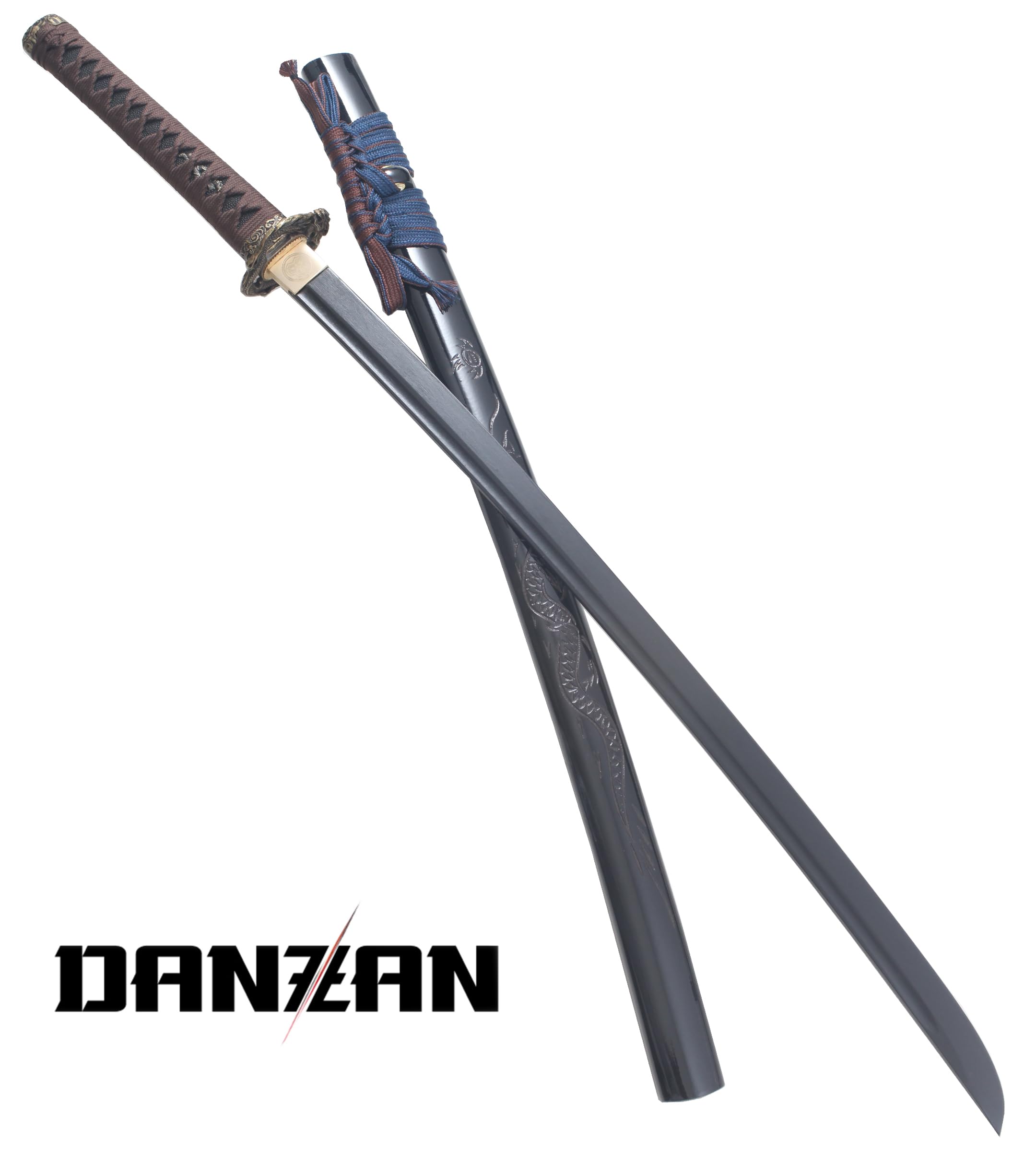 Danzan Katana en Bois Lame en Bois Katana Dragon Sabre en Bois Epee Entrainement Katana Japonais Epee - Lame Bois Noire