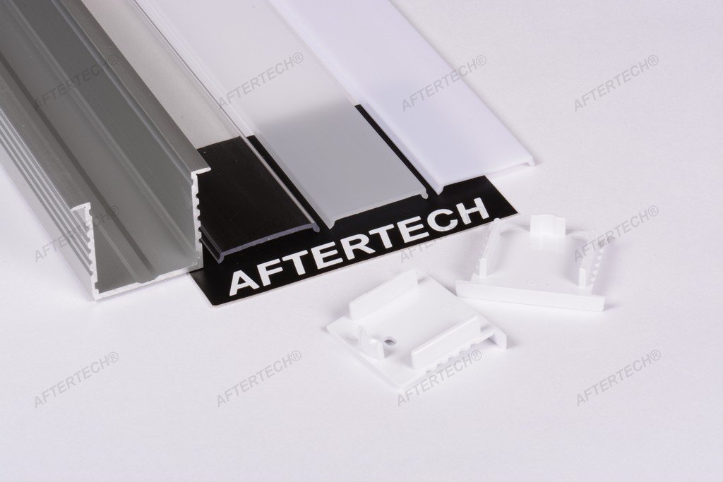 Aftertech® 3m 3 metros 4335 43x35mm GRAN PERFIL EMPOTRADO GRAN TIRA DE ALUMINIO TIRA LED 3MT + TAPA BLANCA