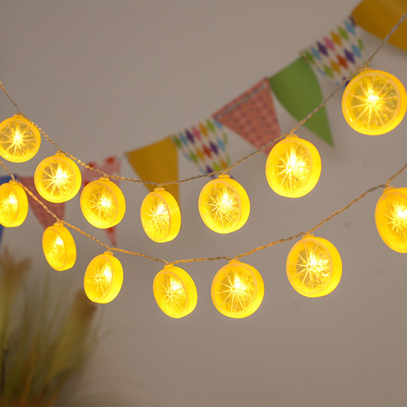 KOBOKO Dekoracyjny łańcuch świetlny z cytryną, 3 m, 20 diod LED, dekoracja cytrynowa, łańcuch świetlny na baterie, na imprezę, do sypialni, na imprezę, karnawał, do użytku wewnątrz i na zewnątrz