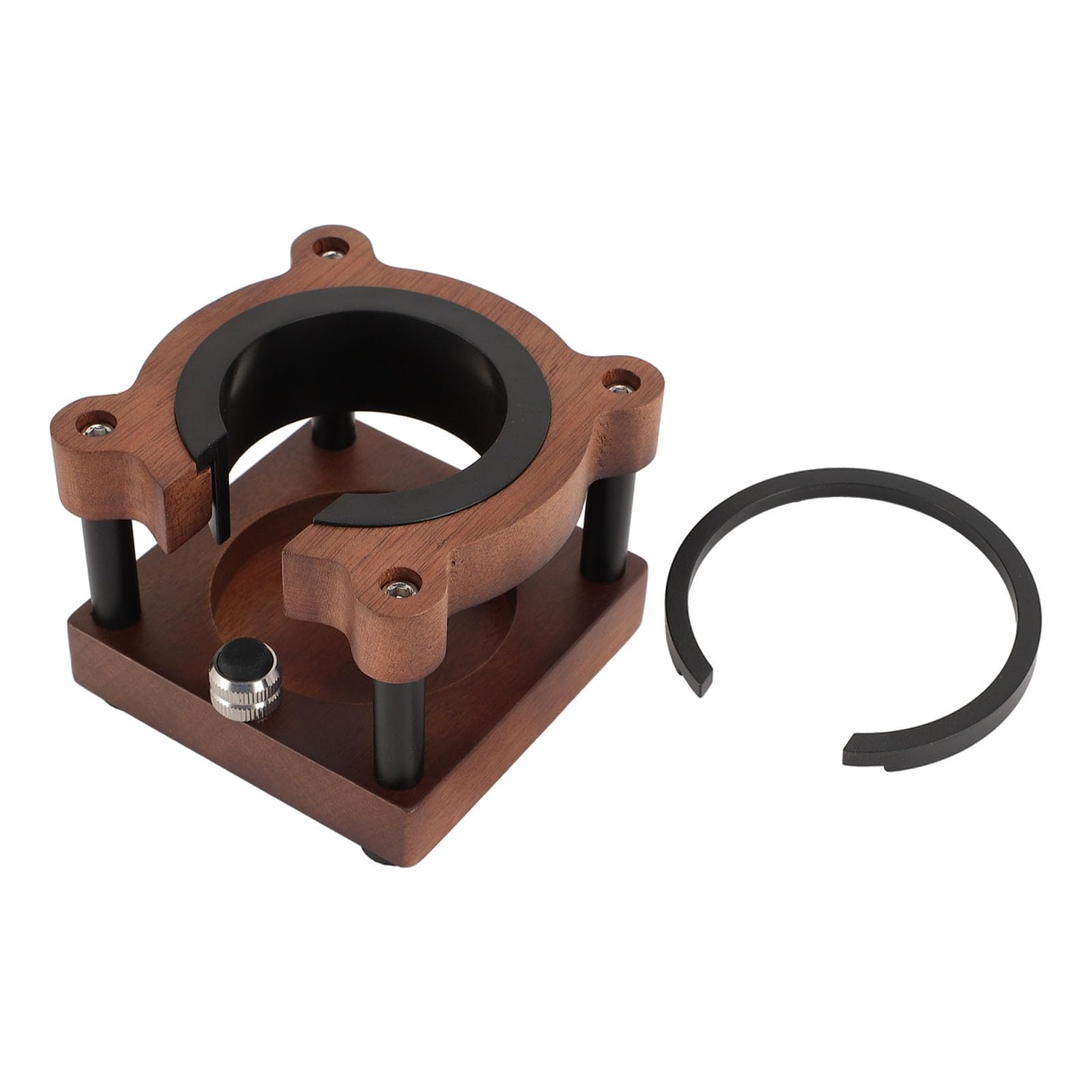 Asixxsix Support de porte-filtre à café en forme d'ours, support de doseur à expresso en noyer, Station de doseur de café , convient aux porte-filtres de 51 mm, 53 mm et 58 mm