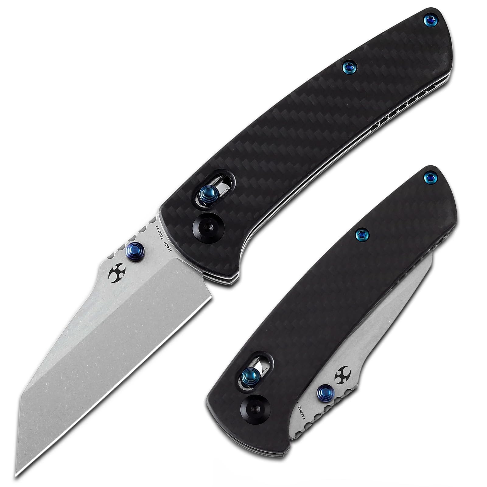 KANSEPT Main Street Pocket Folding Knife, 3.36'' 154CM Sharp Steel Blade, Twill CarbonFiber G10 Handle with Axis Lock and ThumbStud, Perfect Clip for Camping Hiking Fishing Gift Everyday Carry T1015v4