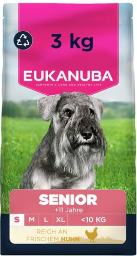 Eukanuba Senior Hundefutter mit frischem Huhn für kleine Rassen, Premium Trockenfutter für ältere Hunde, 3 kg