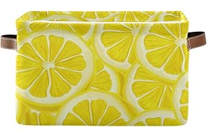 Summer Fruit Lemon Dog Storage Bin Collapsible with Handle Rectangle Waterproof Summer...