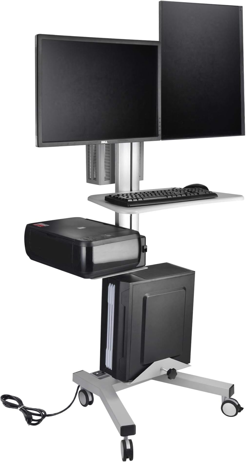 Amazon.com: AW Rolling PC Cart Mobile Computer Standing Workstation ...
