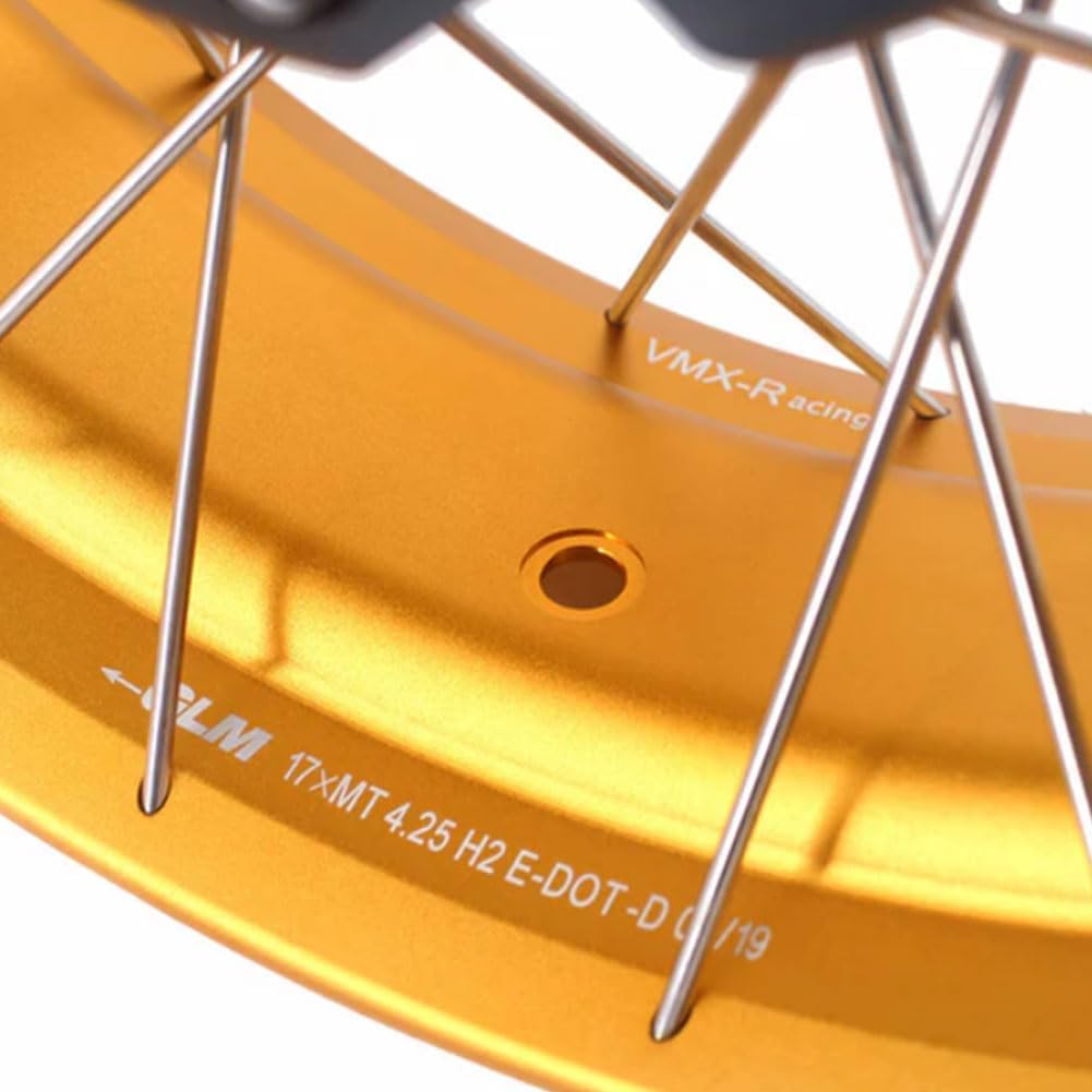 VMX-Racing 2.5 * 19" & 4.25 * 17" Tubeless Gold Spoke Wheels Fit Honda CB500X 2022-2025 Black Hubs