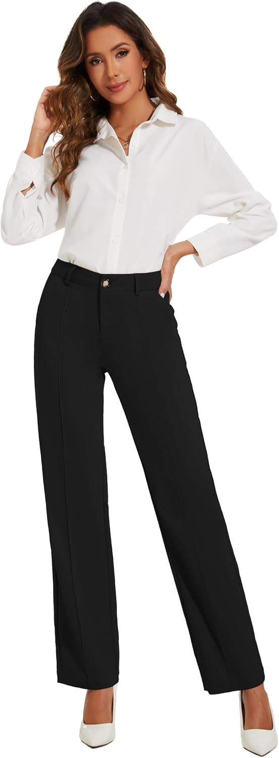 Womens Dress Pants Stretchy Business Casual Work Pants Straight Leg Slacks for Office - Image 2