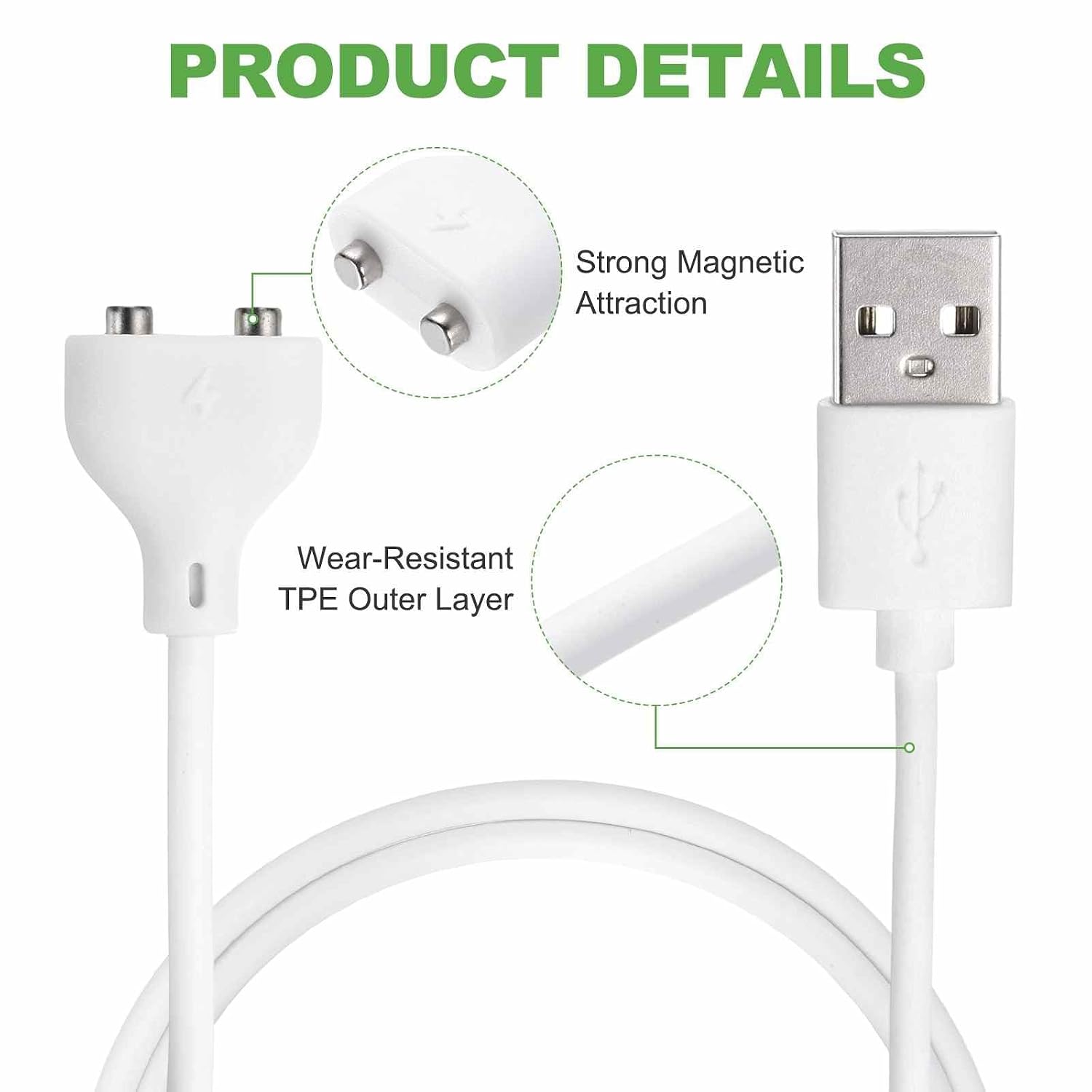 MECCANIXITY 2.6Ft Magnetic USB DC Charger Cable, 8mm/0.31" Replacement image 4
