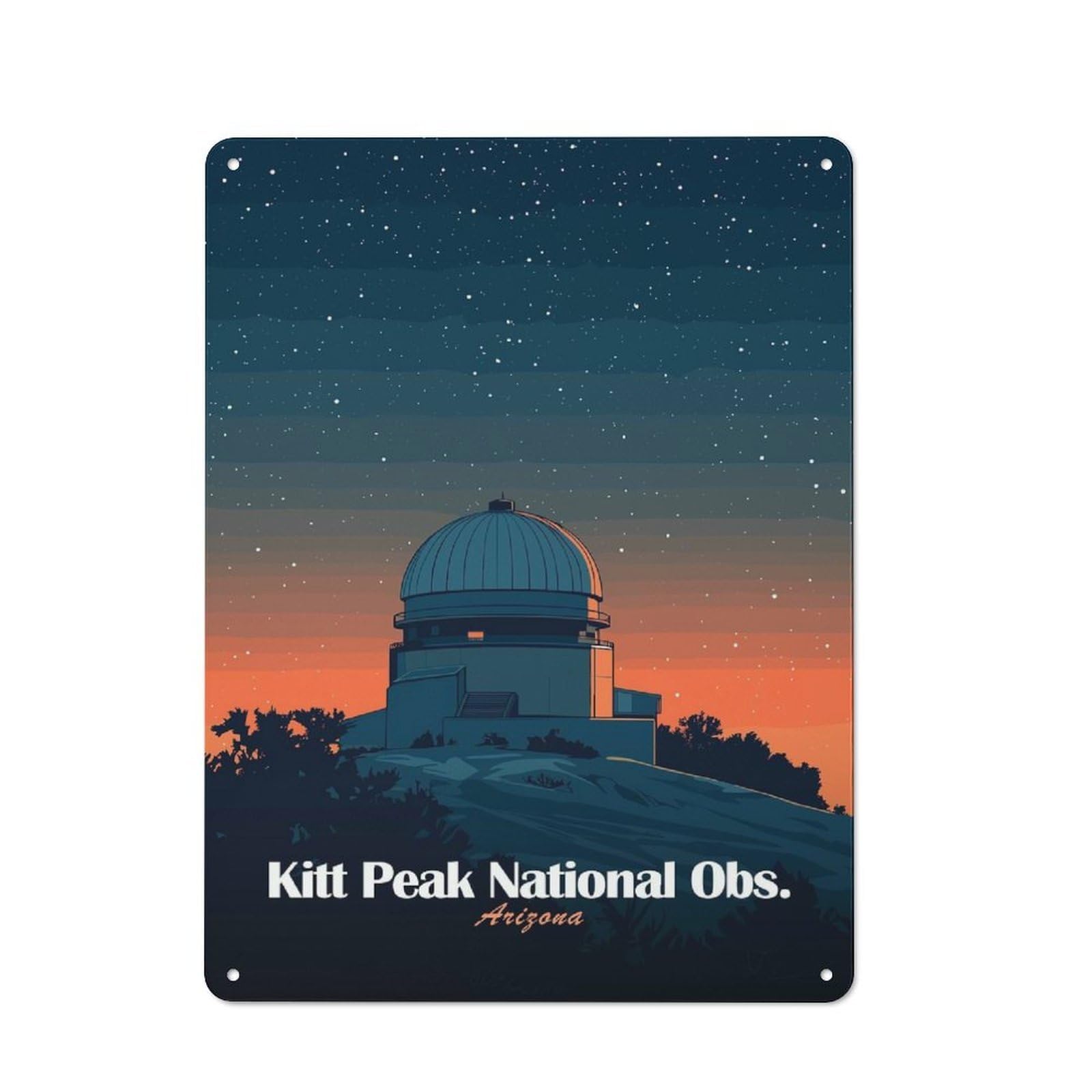 Junmoney Style-17 Metal Wall Plaque With Kitt Peak National Observatory Design 40X30cm, Simple Retro Studio Wall Plaque For Hobby Room, Office, Lounge Or Living Room