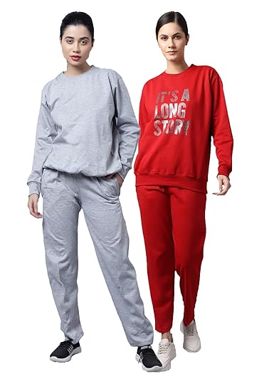 Fleece Multicolor Tracksuit Co-ord Set for Women (Pack of 2)-SW_RN_BLU_YLW_LOWER_BLU_YLW_004-P