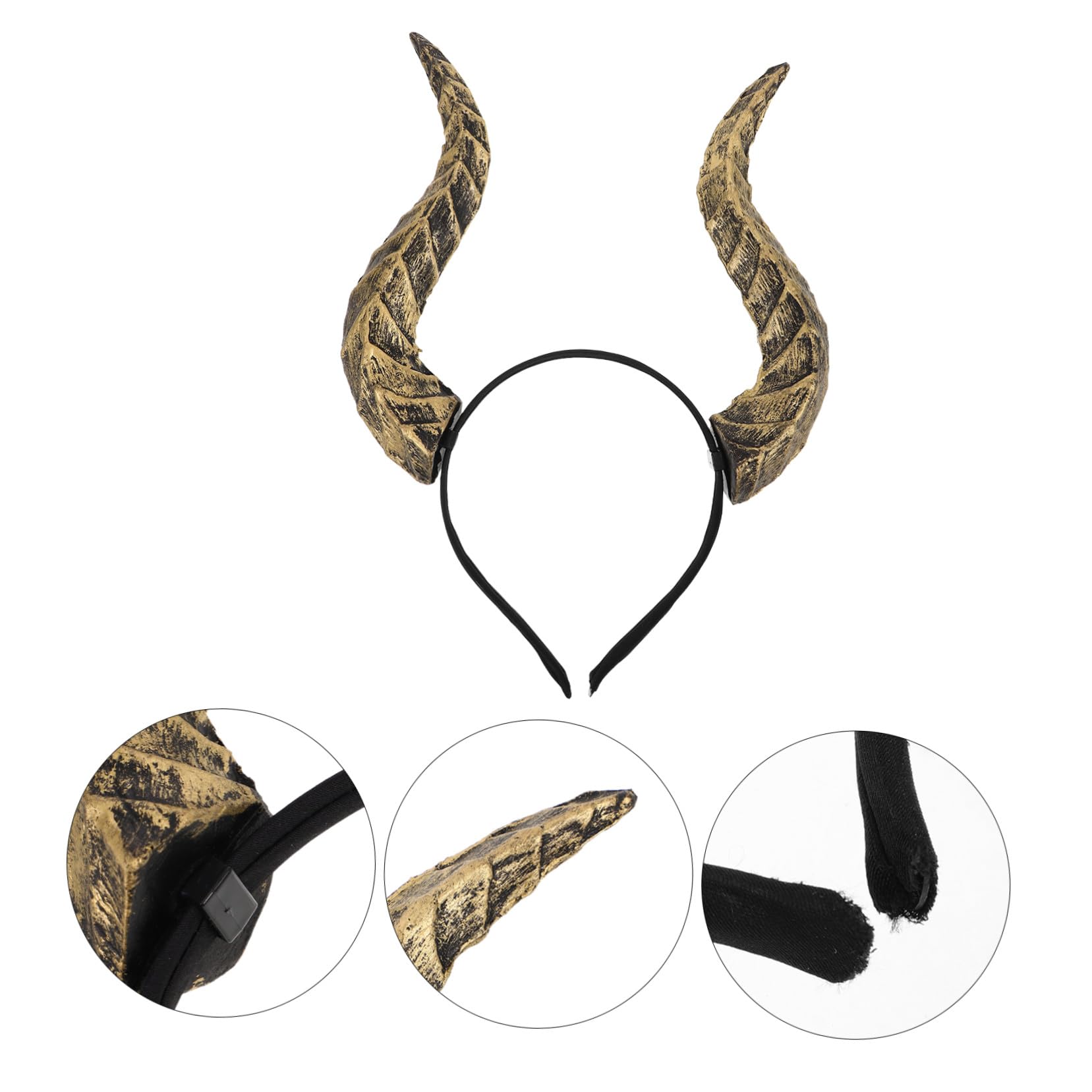 PRETYZOOM 4 Stück Halloween Horn -Kopfbeschriftung kopf Dämon Kostüm Haarzubehör Halloween Kostümzubehör Gothic Hörner Stirnband Dämonenkrone Ochse Kostüm Stirnband Dämon Pu Golden