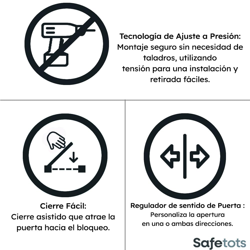 Safetots Puerta De Seguridad SafeStep, Blanca, 131cm - 138cm, Puerta de Seguridad Extra Baja, Puerta Extra Ancha de 81cm, Puerta Extra Ancha para Escaleras Pasillos y Puertas Bebés y Niños Pequeños