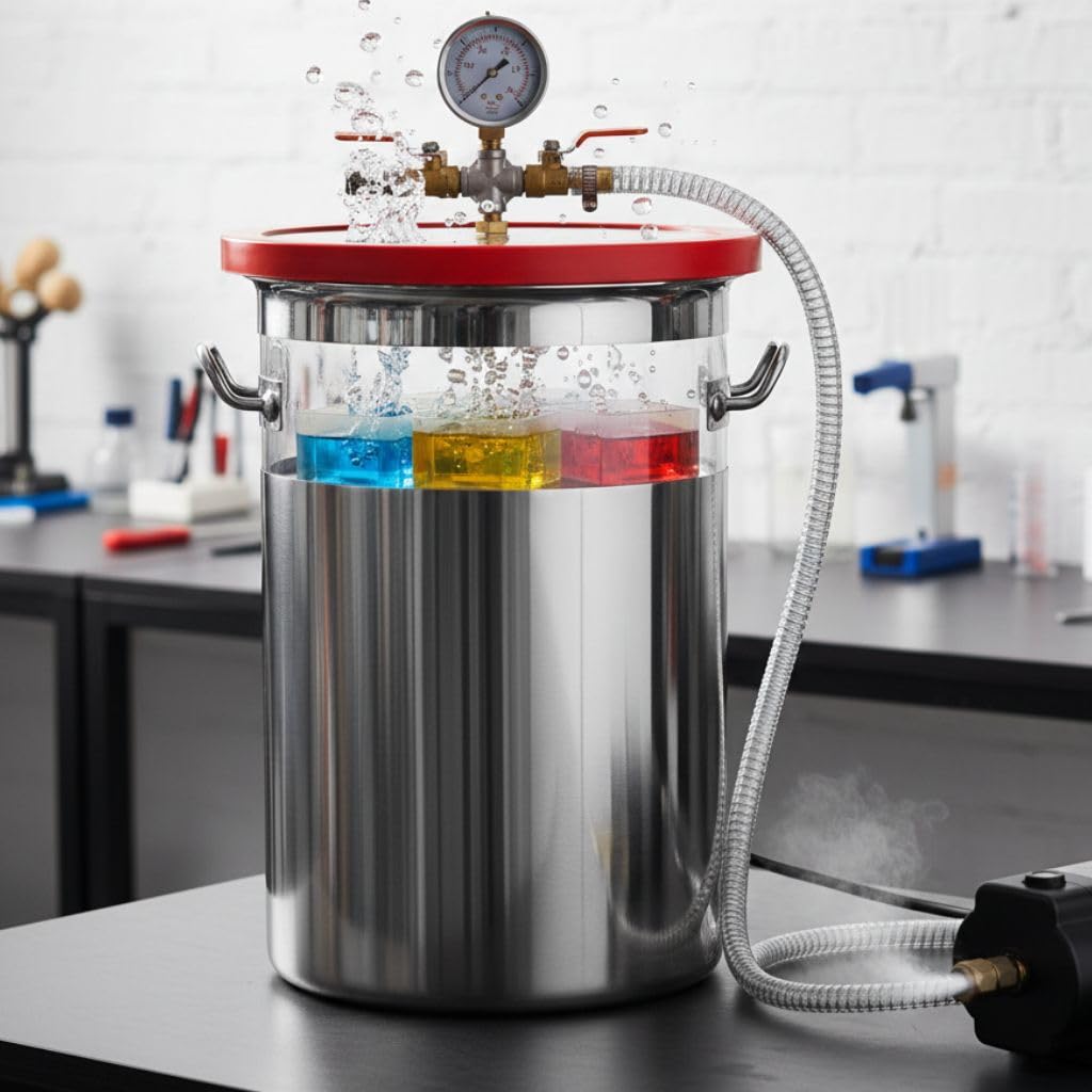 Melko Vakuum-Kammer 27,7L aus Edelstahl 28CM Entgasungskammer Harzfalle Vacuum Chamber