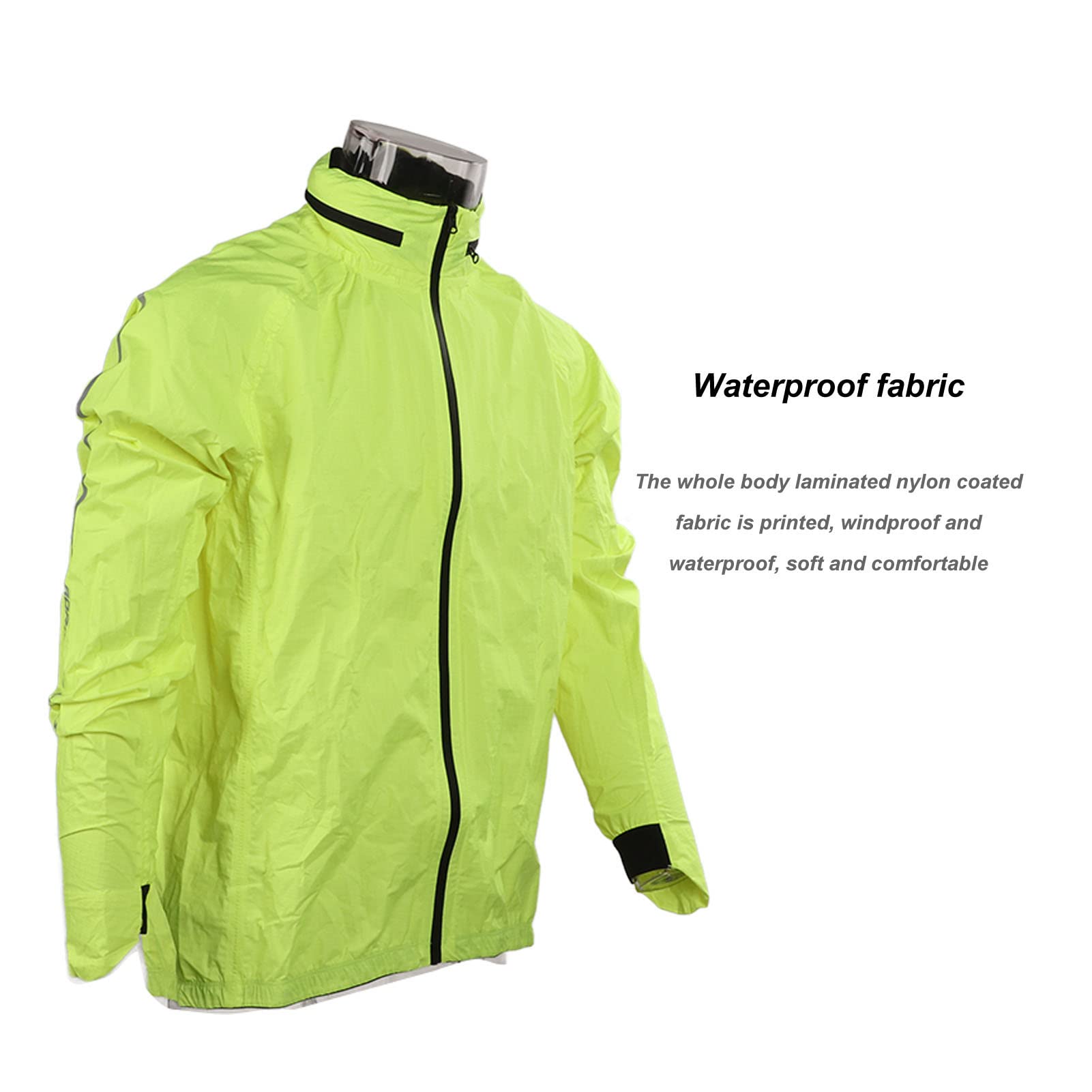 Alomejor Chubasquero, Ligero, Resistente Al Agua, Transpirable, Impermeable para Bicicleta, para Hombres y Mujeres, Amarillo Fluorescente con Tira Reflectante (XL)