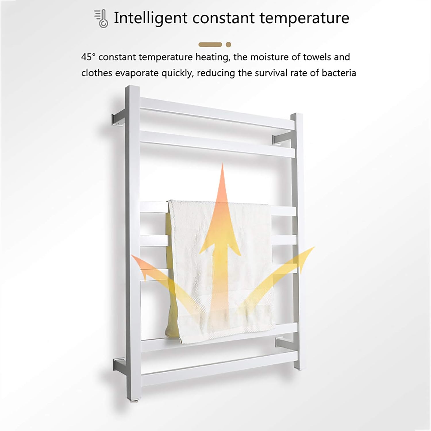 Towel Warmer, Electric Heated Towel Rack, 304 Stainless Steel 7 Bars Energy Efficient Electric Drying Rack Wall Mounted Bath Towel Heater, Clothes Airer Dryer, 82 * 60 * 12cm,Black,Plug in