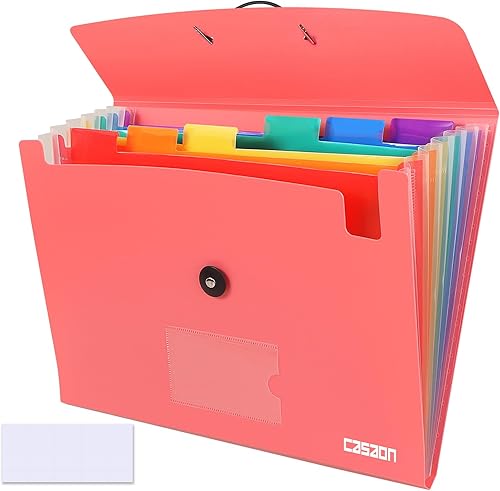 Carpetas de archivo acordeano de 7 bolsillos, carpeta de archivos expansibles, tamaño carta, tamaño carta, organizador de documentos portátil, color