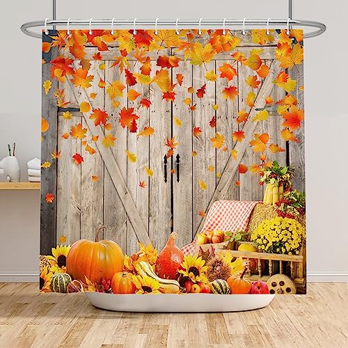 ASDCXZ Leaves Shower Curtain 180x180 cm, Waterproof Fabric Shower Curtains - Image 4