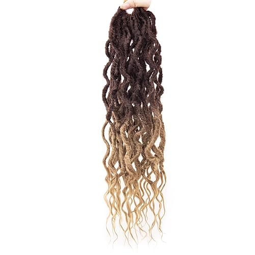 Miniatura 314 de 8 paquetes de rastas de cabello sintético de ganchillo de 18 pulgadas, rastas sintéticas bohemias con extremos rizados, cabello de ganchillo suave