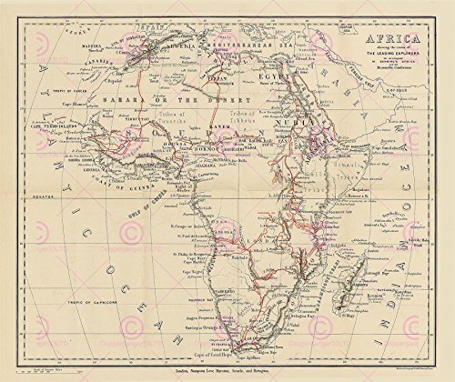 Doppelganger33 LTD MAP Stanford Explorer Routes Africa Large Art Print LF912