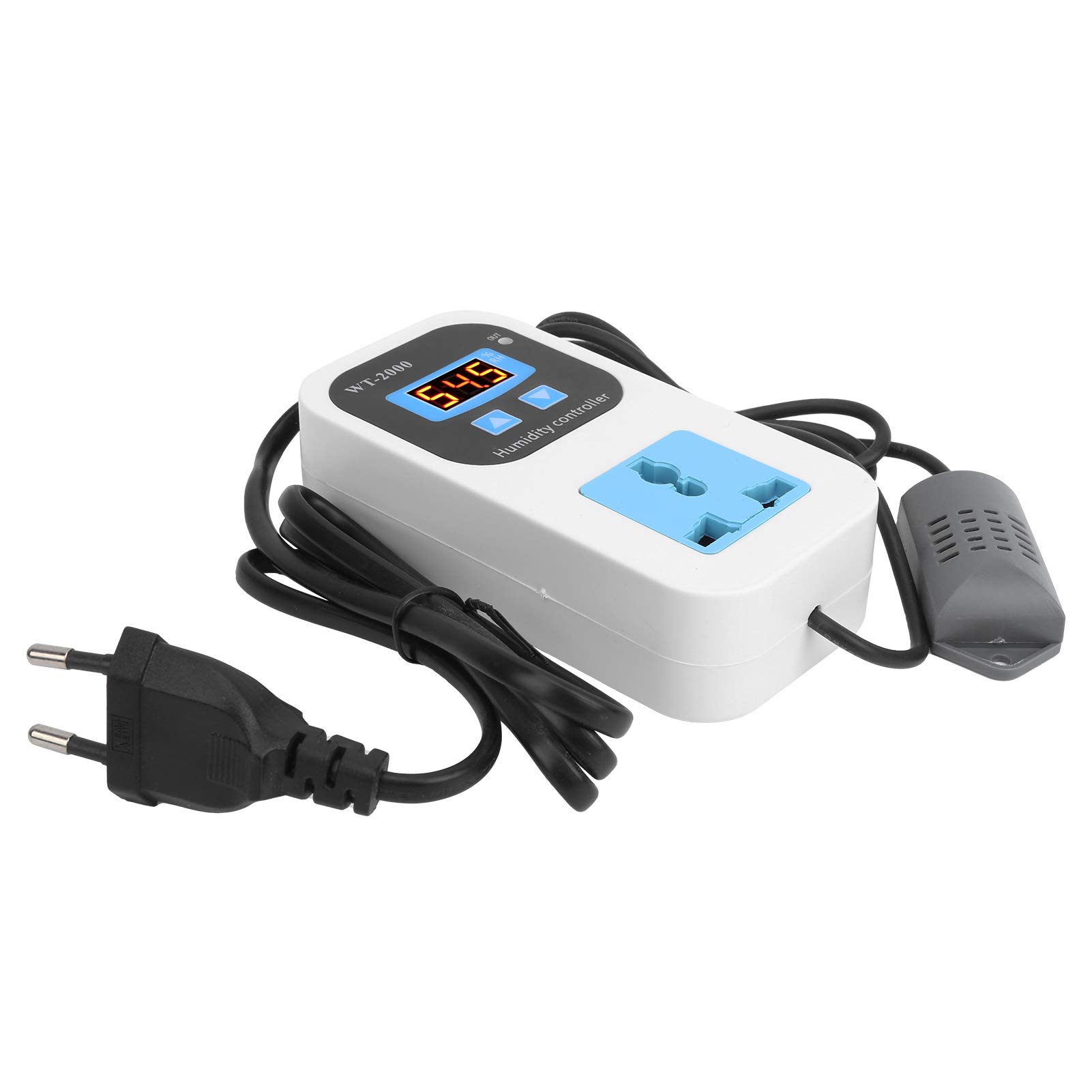 Cyfrowy Regulator Wilgotności Nawilżanie Gniazdo Przełącznika Osuszania Abs Higrostat 0% ~ 99% RH WT‑2000 110-220 V Narzędzia do Kontroli Wilgotności dla Magazynów Szklarnie(EU Plug)