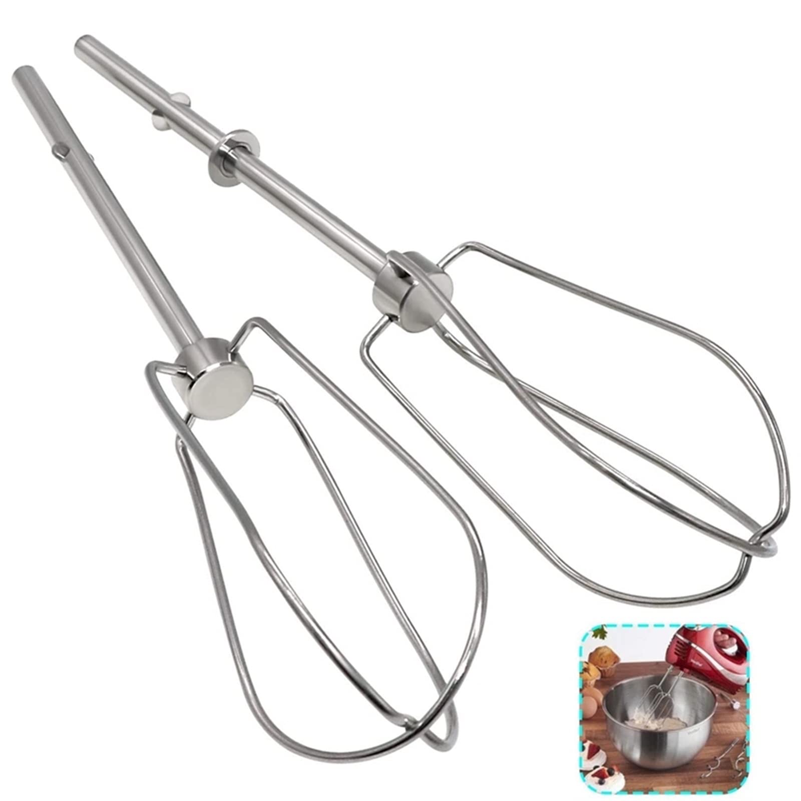 Batidor de mano con varillas turbo for batidora, ideal for preparar sopas, batidos, licuados y claras huevo (2 unidades)