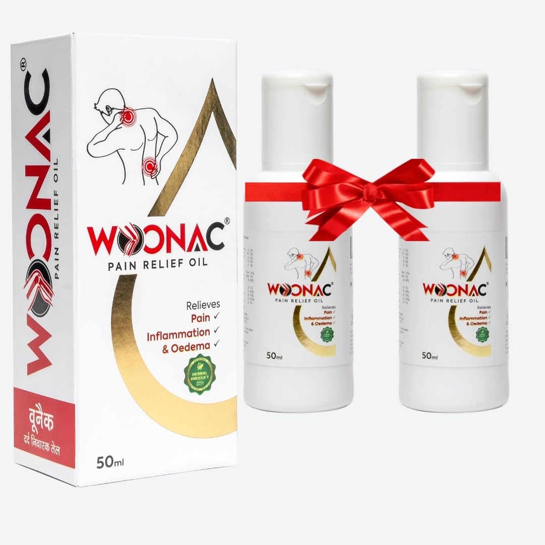 WOONAC Pain Relief Oil | Ayurvedic Oil for Joints, Back, Shoulders, Hands, Legs, Knees, Ankles, Muscles| Fast Relief | Non Greasy || Quick Drying Formula | Recommended by Experts | (50ml(pack of 2)) (B0D1VM3NSQ) Amazon Price History, Amazon Price Tracker