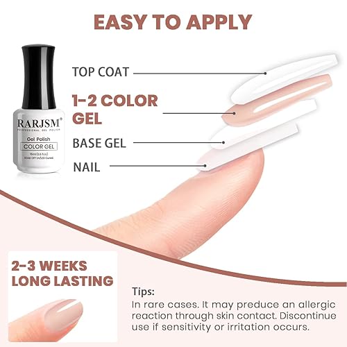 Miniatura 8 de RARJSM - Esmalte de uñas en gel, color rosa cremoso, nude transparente, 15 ml, requiere secar con lampara UV o LED, manicura francesa en casa o