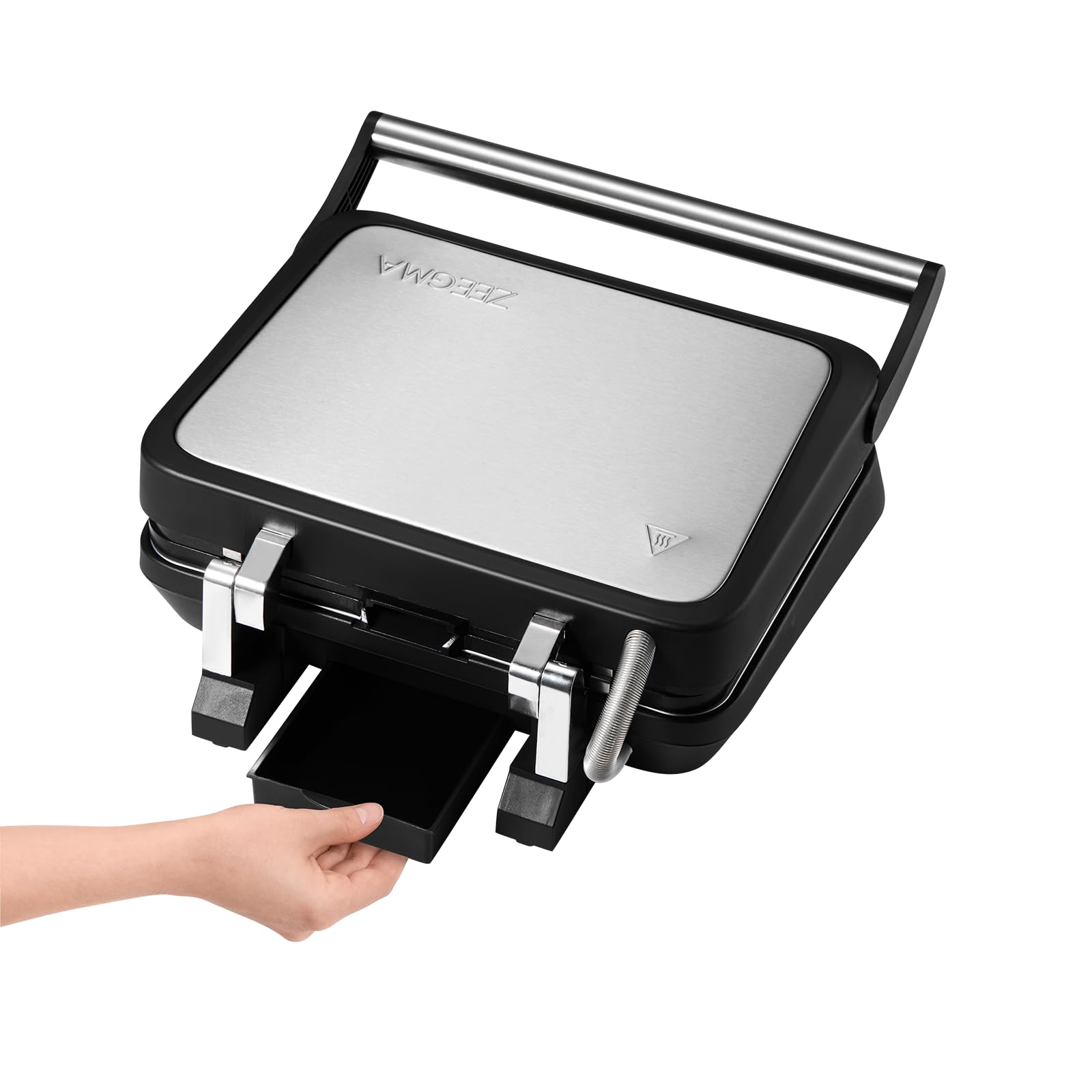 ZEEGMA Griglia Elettrica a contatto GRILL CHEF 3.0, 5 Programmi Piastre Estraibili Lavabile in Lavastoviglie Temperatura Regolabile Display, Potenza 2000 W, Riscaldamento Piastre Indipendente