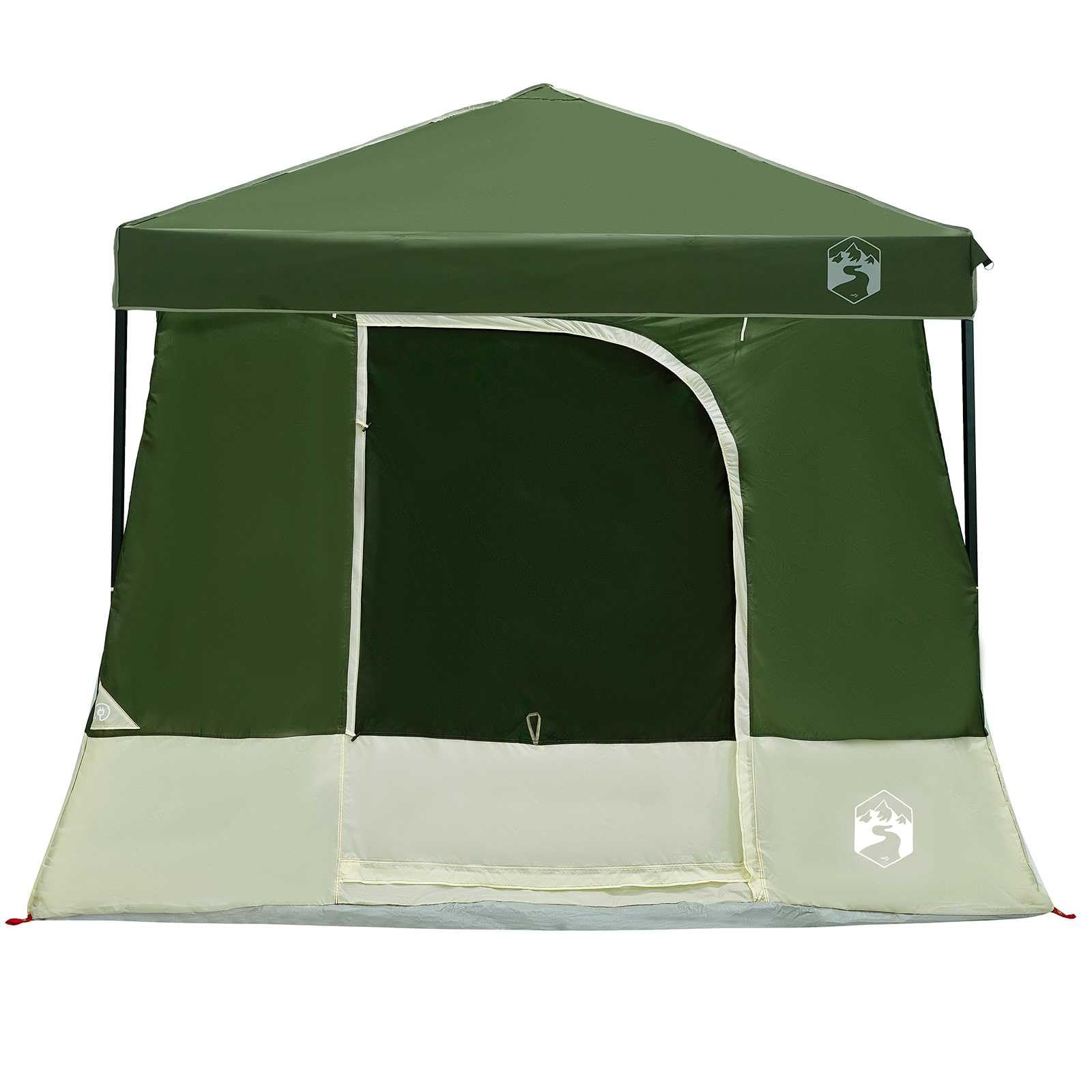 Namiot kempingowy z dachem, zielony z taffety i materiału, 2-częściowy 531 x 290 x 251 cm, namiot wewnętrzny i daszek, idealny na kemping, trekking, festiwal, wędrówki i weekendowe wycieczki