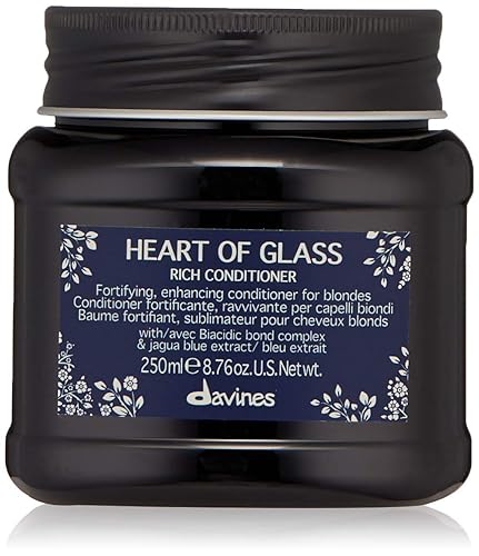 Davines Heart Of Glass - Acondicionador rico para el cuidado de las rubias, nutrición intensa y acción fortificante para cabello natural y tratado