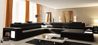 VIG Furniture VGEV5022-BND-BLK Divani Casa Polaris - Contemporary Bonded Leather Sectional - coolthings.us