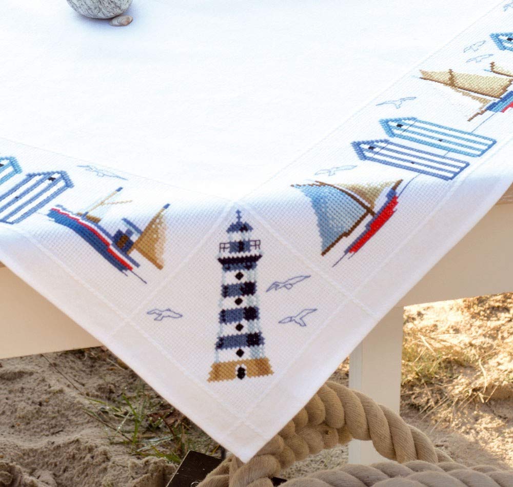 At the Seaside Tablecloth - 80 x 80cm - Cross Stitch Kit