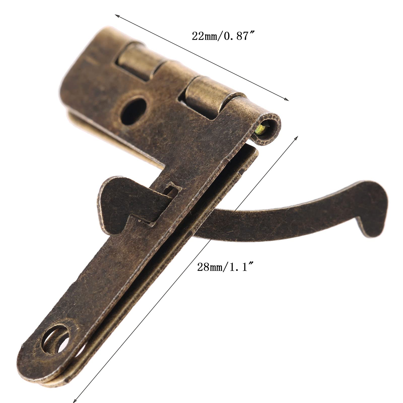 dophee 12 Pack Foldable Quadrant Hinge, 1.1"x0.87" Antique Brass Mini Lid Support Hinges, 90 Degrees Display Folding Spring Hinges with Mounting Screws for Wine Wooden Box Jewelry Box Chest Case 1