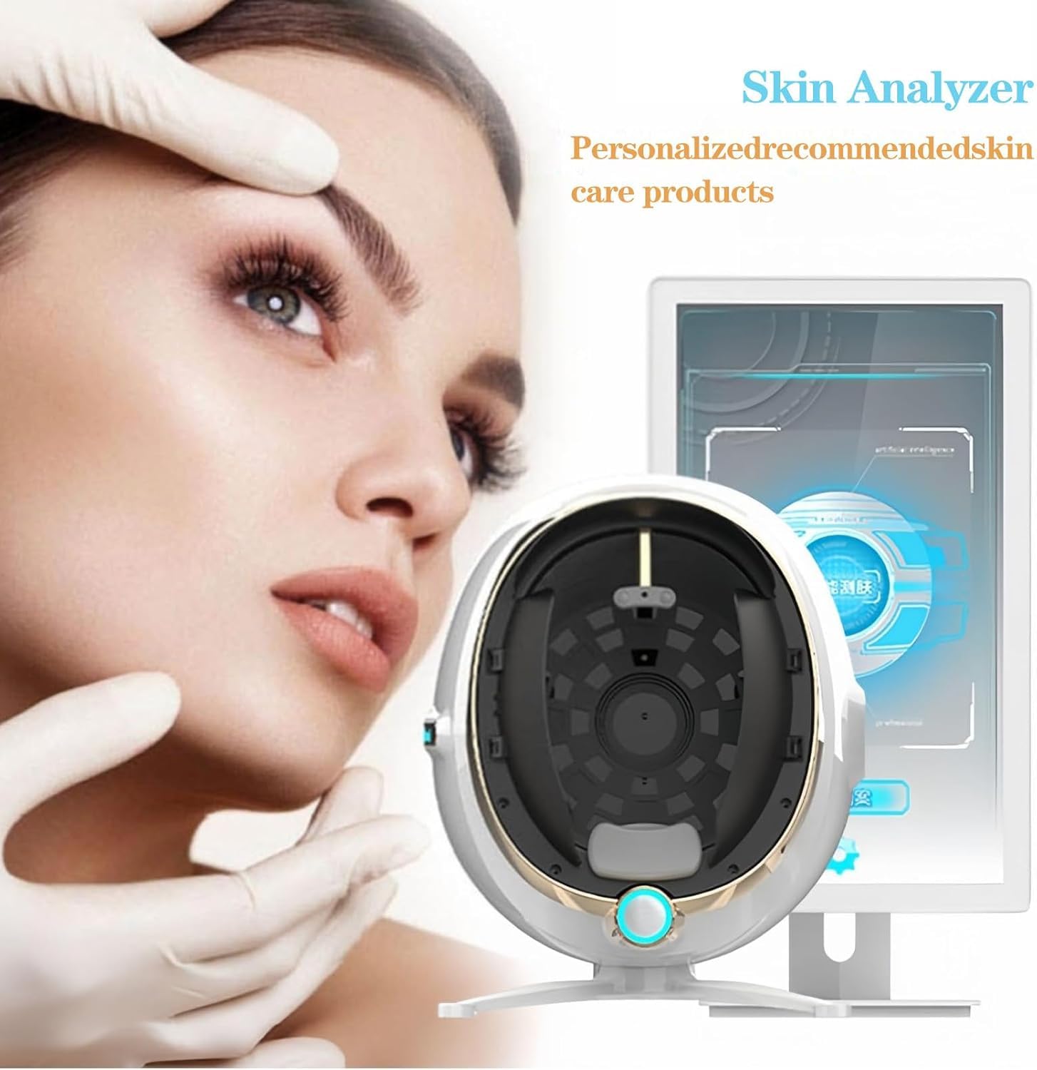Machine D’Analyse De Peau 3D Analyseur De Peau Professionnel Machine Détecteur De Peau Professionnel pour Le Visage, White, 21.5in