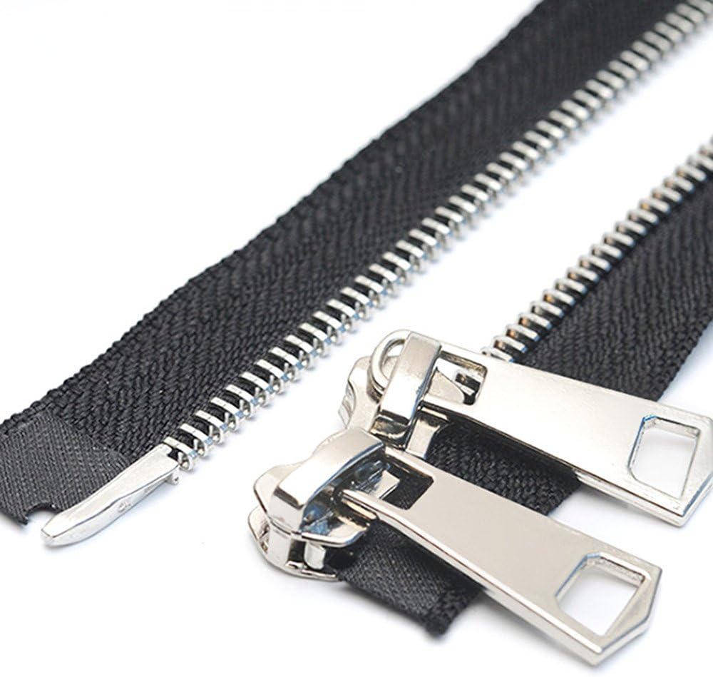 YaHoGa #5 20 Inch 50cm Two Way Separating Jacket Zipper Silver Metal Zippers for Jackets Coats Sewing Crafts (20" TW Silver)