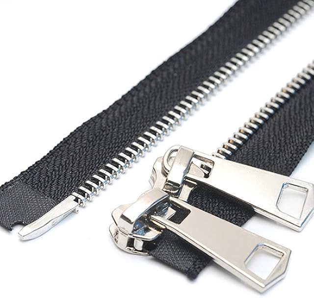 ByaHoGa 110 cm #5 Zip Metal Zip 2 Way Separable Zip for Jackets Sewing Coats (TW Silver)