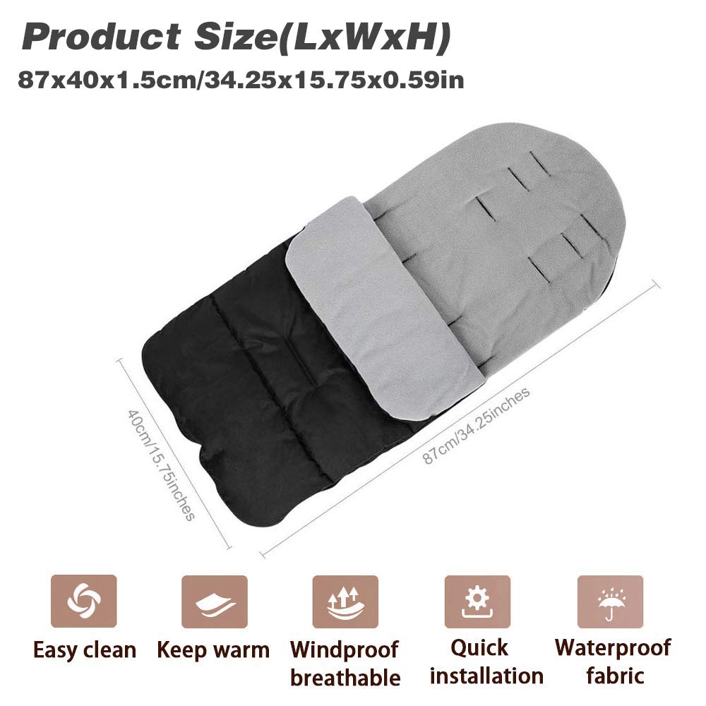 auvstar Sacco Passeggino Universale, Coprigambe Passeggino Universale 3 in 1 Passeggino Tappetino Coprigambe Passeggino Bunting Bag Impermeabile Antivento Freddo Staccabile (Grigio)