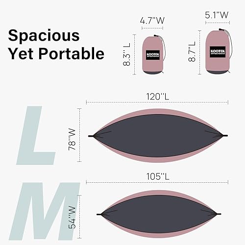 Miniatura 6 de Kootek - Hamaca de campamento doble e individual, hamacas portátiles, accesorios de campamento para exteriores e interiores, mochileros, viajes,
