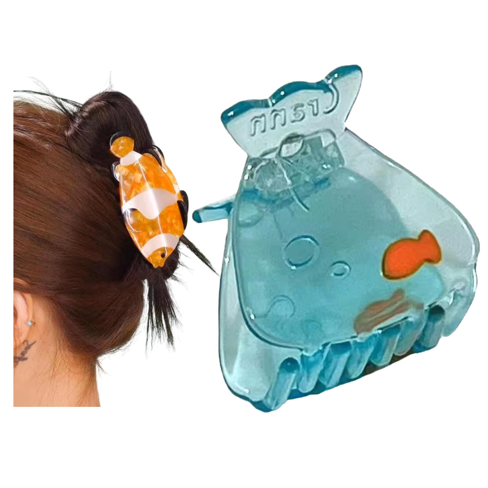 Fish Claw Hair Clip Marine Animals Band Head Thick Grab Clip Accessories Party Working (Fish-D) : Beauty & Personal Care
