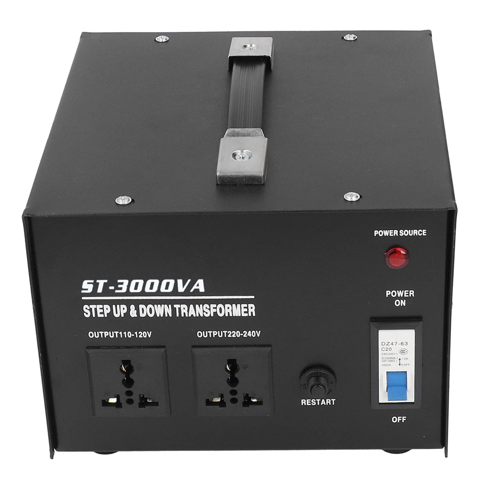 FTVOGUE Transformador de Voltaje de CA, Convertidor de Potencia de 3000 W Convertidor de Voltaje Reductor Elevador, Diseño de Transporte Compacto, Uso de Refuerzo de Potencia para Técnicos de