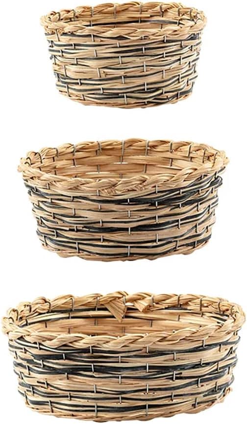 Napco Baskets - Natural and Black Woven Willow Basket with Liner, 10-Inch, Planter Pot Cover