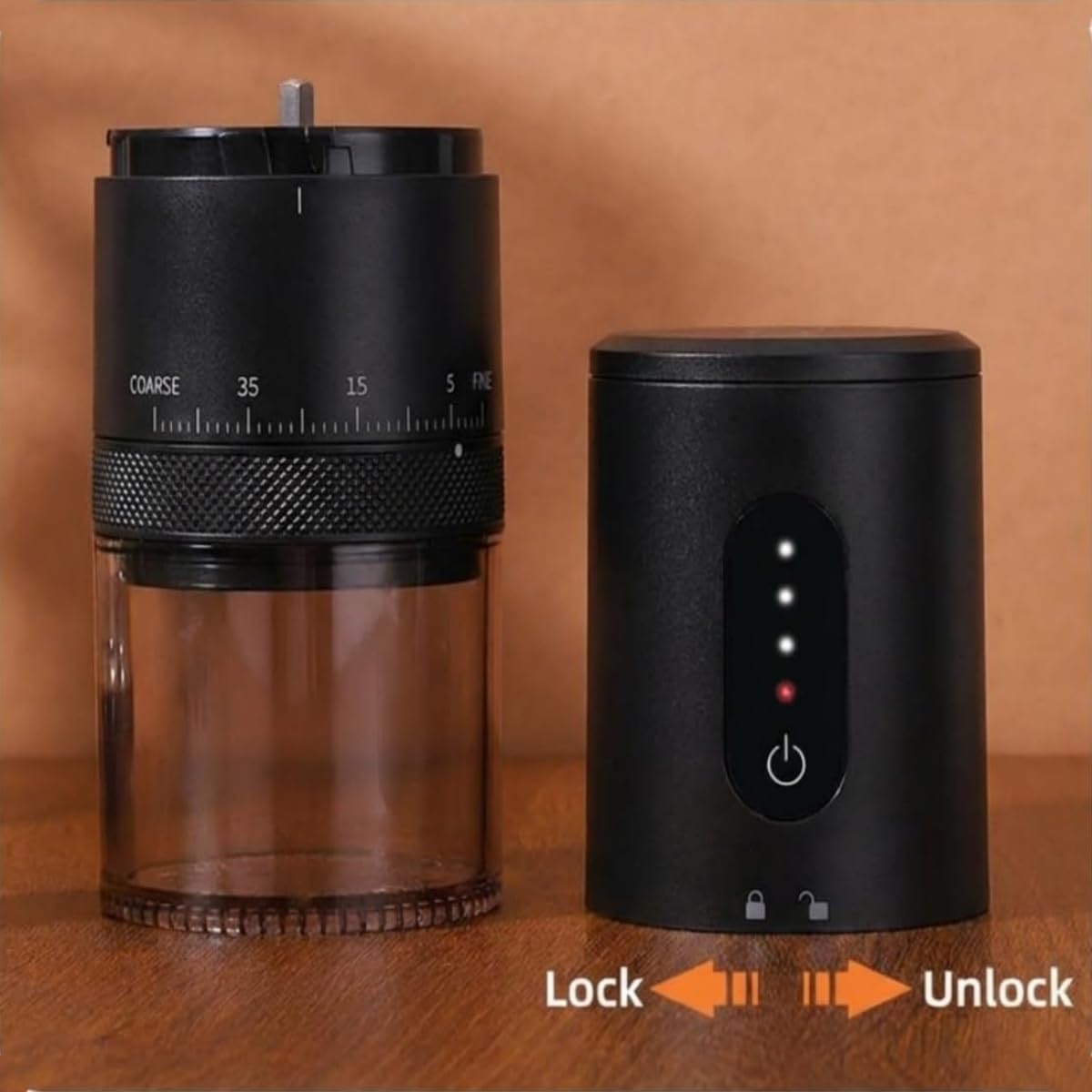 Conical Burr Coffee Grinder. Portable Electric Espresso Bean Grinder for Travel, Camping.Rechargeable Cordless Coffee Grinders with 38 Adjustable Grind Settings
