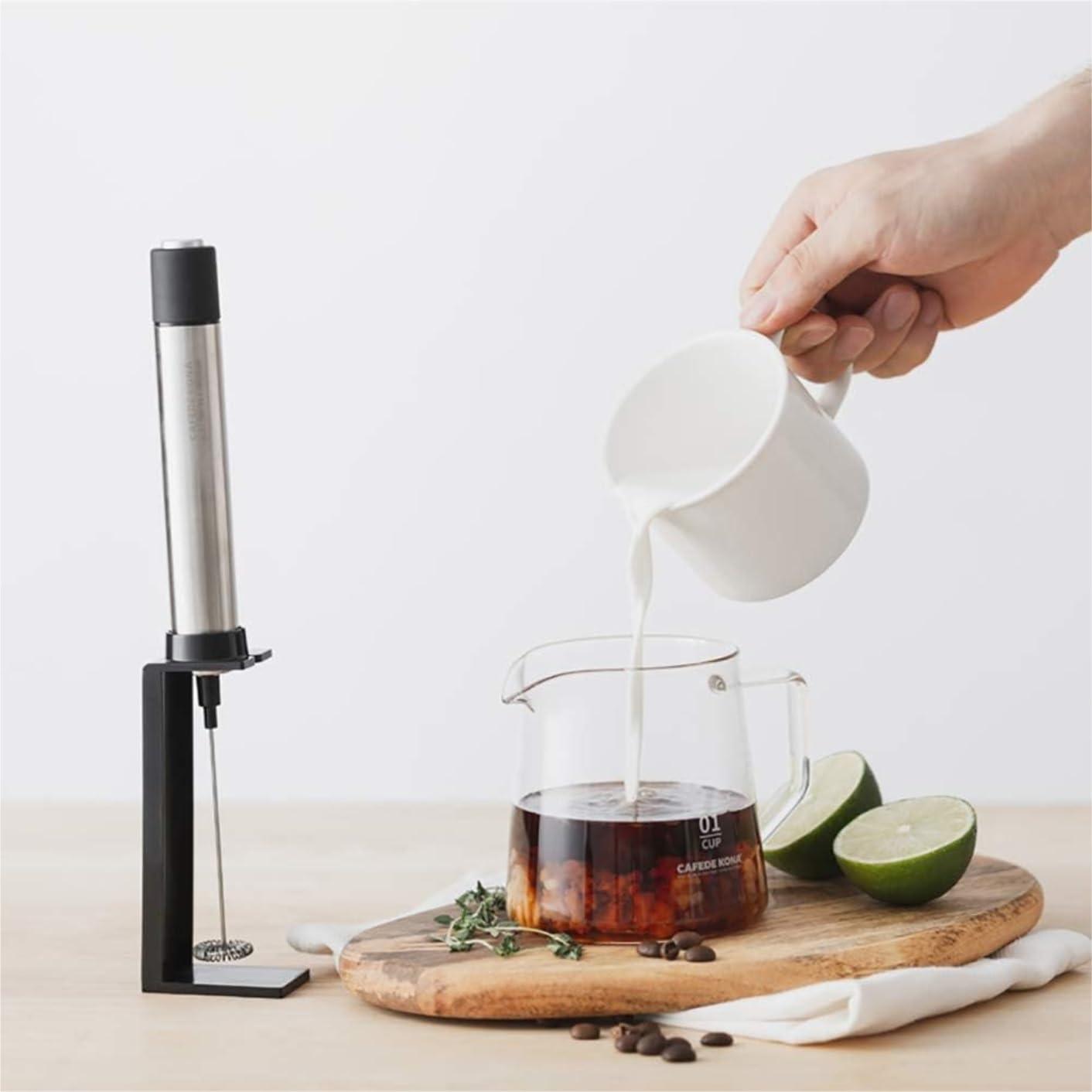 Mousseur à Lait Fouet Matcha Batterie Mousseur Fouet Mélangeur en Acier Inoxydable Café Mousseur Batteur À Oeufs Poignée Mélangeur Agitateur Cuisine Mousseur pour Café