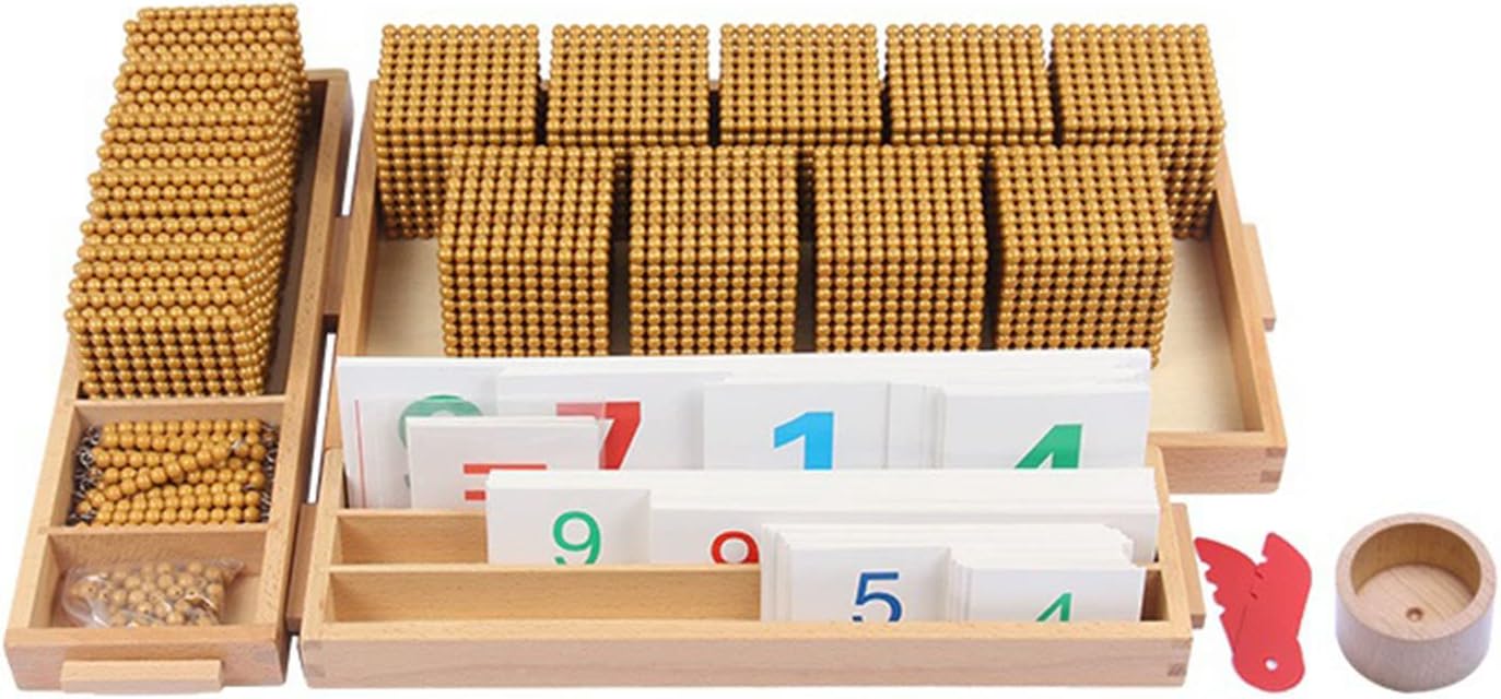 Wumudidi Montessori Wood Toys Decimal Base Bank Game Set, Educational Toys Math Training for Early Learning Family Version